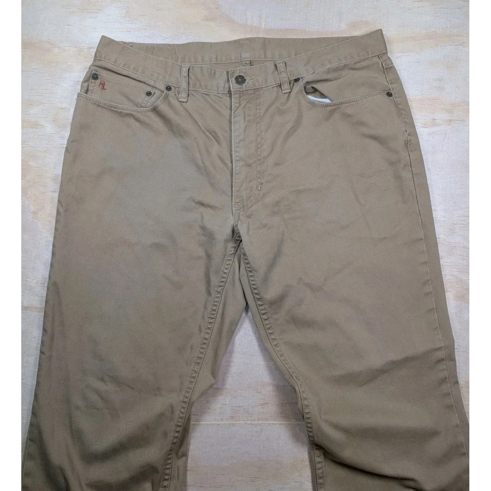 Men's Polo Ralph Lauren Tan Chino Causal Pants Size 36/34 Embroidered RL Pocket